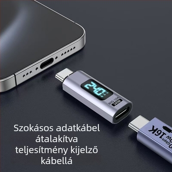 Mágneses USB-C adapter kettős digitális kijelzővel, 100W