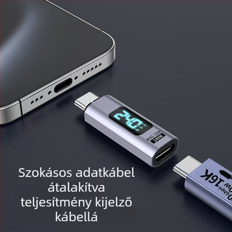 Mágneses USB-C adapter kettős digitális kijelzővel, 100W