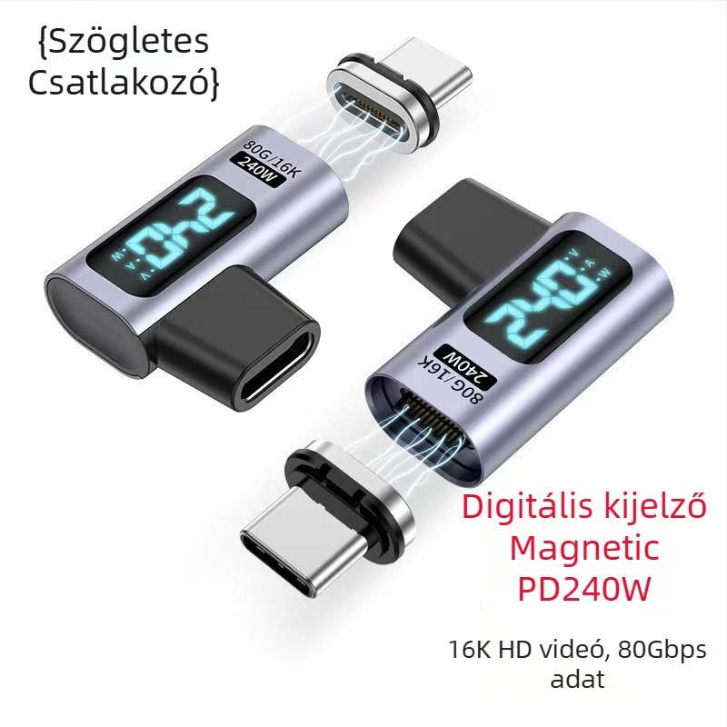 Mágneses USB-C adapter kettős digitális kijelzővel, 100W