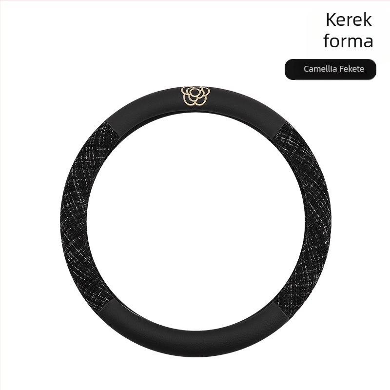 Kormánykerék-huzat - minimalist stílus, camellia motívum, négy évszak, csúszásmentes és izzadságfelszívó, műbőr