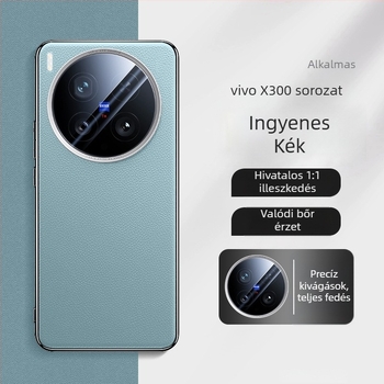 Vivo X300 Pro védőtok teljes lefedettséggel, lencsevédő fóliával, műbőr, elektroplatt bevonattal, csúszásmentes és ütésálló