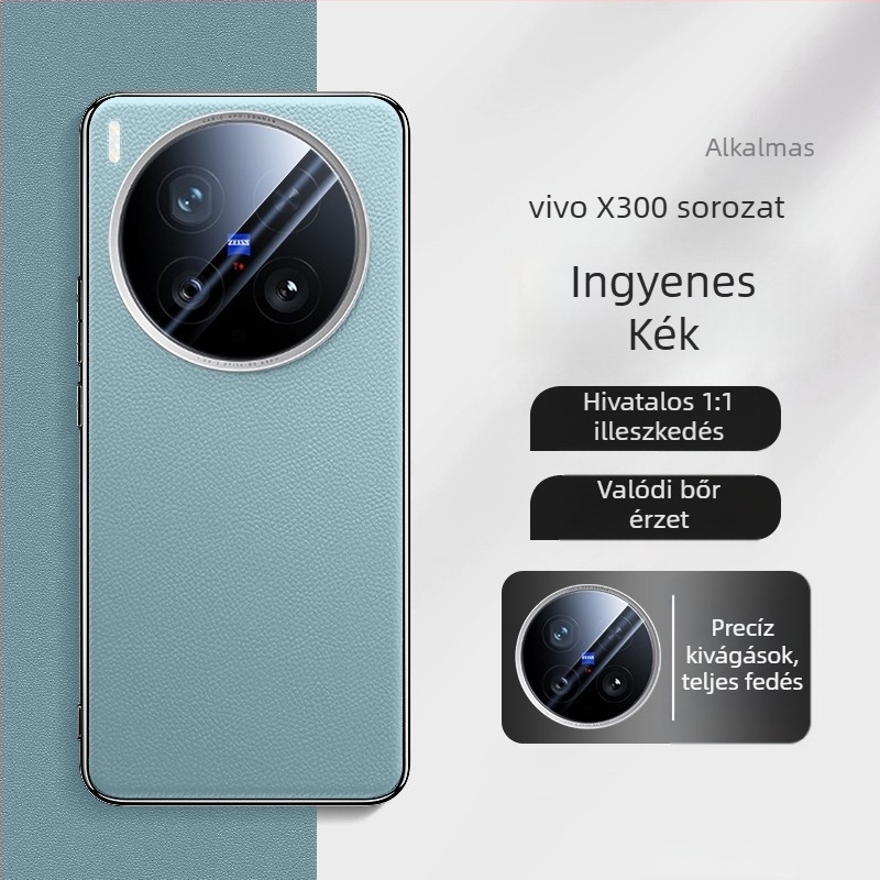 Vivo X300 Pro védőtok teljes lefedettséggel, lencsevédő fóliával, műbőr, elektroplatt bevonattal, csúszásmentes és ütésálló