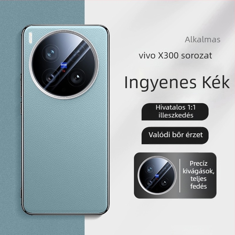 Vivo X300 Pro védőtok teljes lefedettséggel, lencsevédő fóliával, műbőr, elektroplatt bevonattal, csúszásmentes és ütésálló