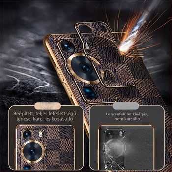 Huawei P60 / P60 Pro tok, kockás mintával, teljes védelem, lencsevédő, ütésálló TPU