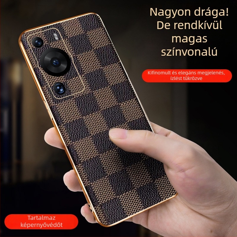 Huawei P60 / P60 Pro tok, kockás mintával, teljes védelem, lencsevédő, ütésálló TPU