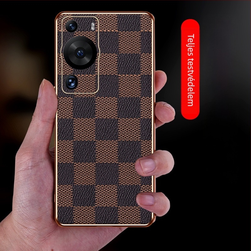 Huawei P60 / P60 Pro tok, kockás mintával, teljes védelem, lencsevédő, ütésálló TPU