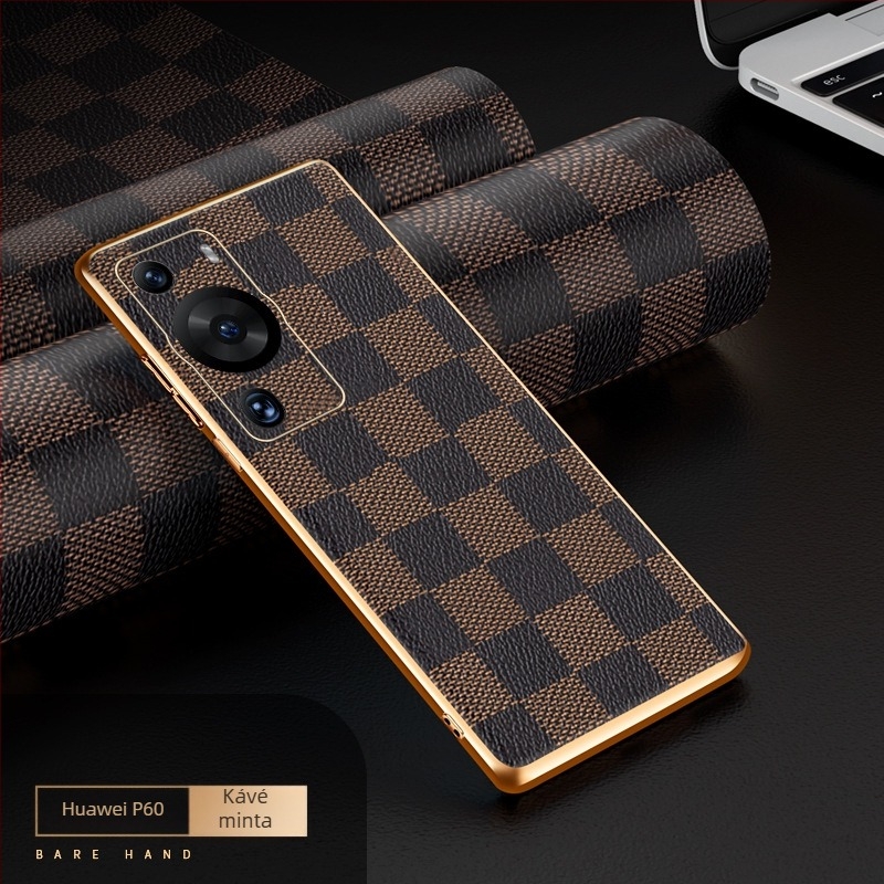 Huawei P60 / P60 Pro tok, kockás mintával, teljes védelem, lencsevédő, ütésálló TPU