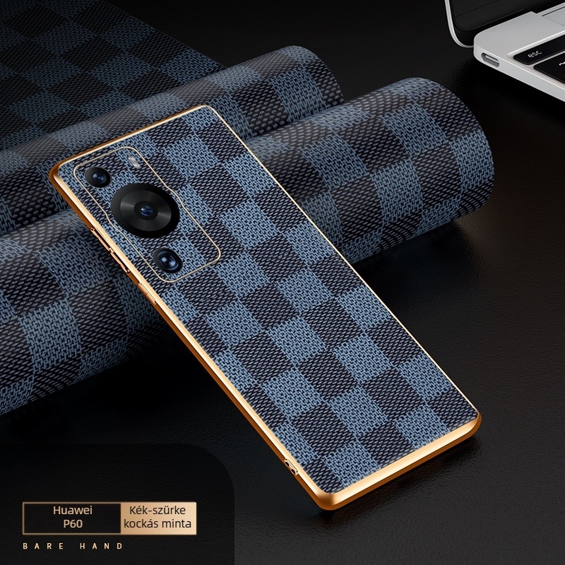 Huawei P60 / P60 Pro tok, kockás mintával, teljes védelem, lencsevédő, ütésálló TPU