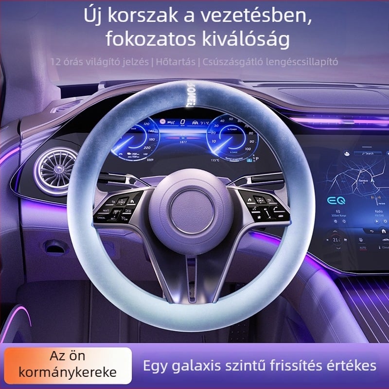 Fűthető plüss kormányvédő izlandi lúd tollal; téli modell; univerzális illeszkedés; eredeti stílus