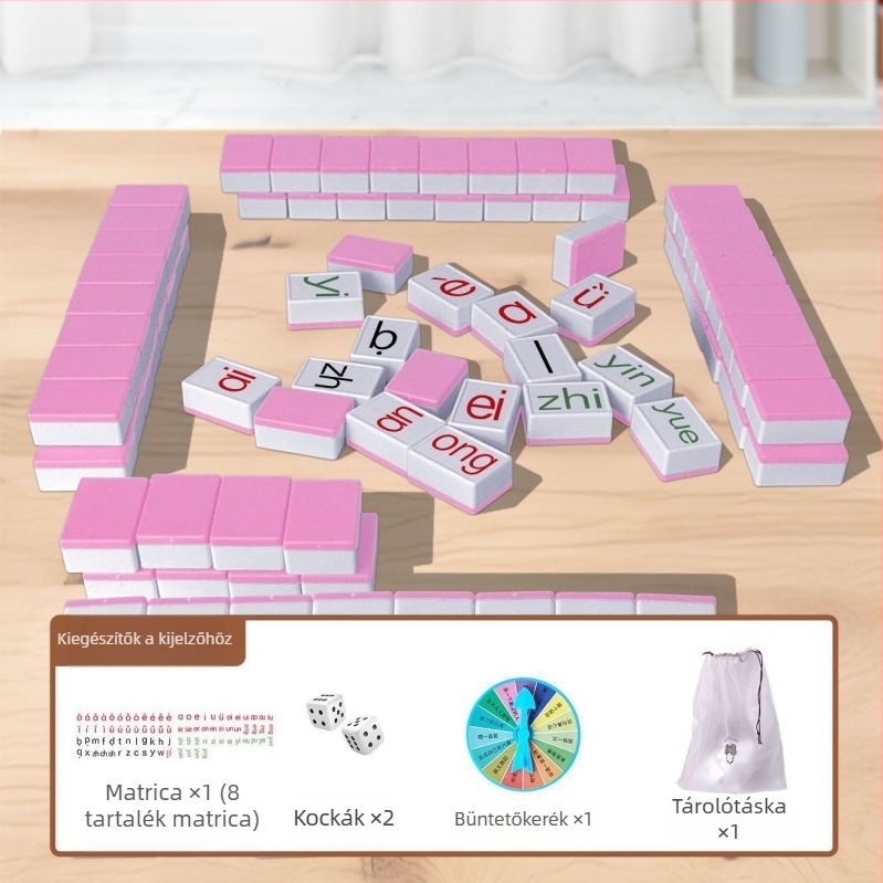 Műanyag társasjáték-kártyák – Pinyin Mahjong, betűfelismerés, logikai puzzle családi játékhoz