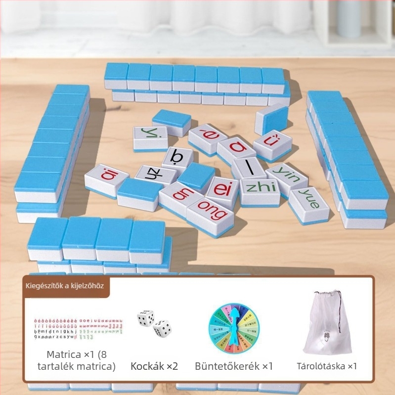 Műanyag társasjáték-kártyák – Pinyin Mahjong, betűfelismerés, logikai puzzle családi játékhoz