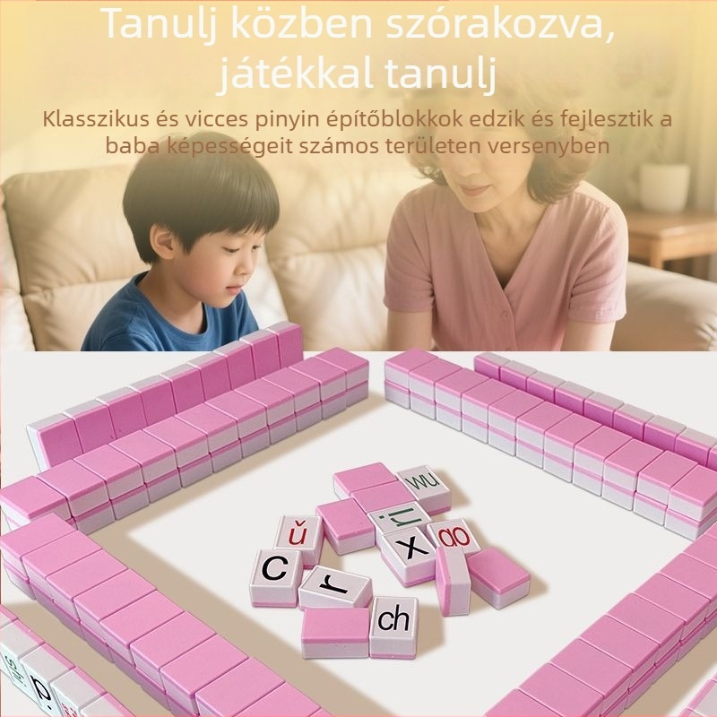 Műanyag társasjáték-kártyák – Pinyin Mahjong, betűfelismerés, logikai puzzle családi játékhoz