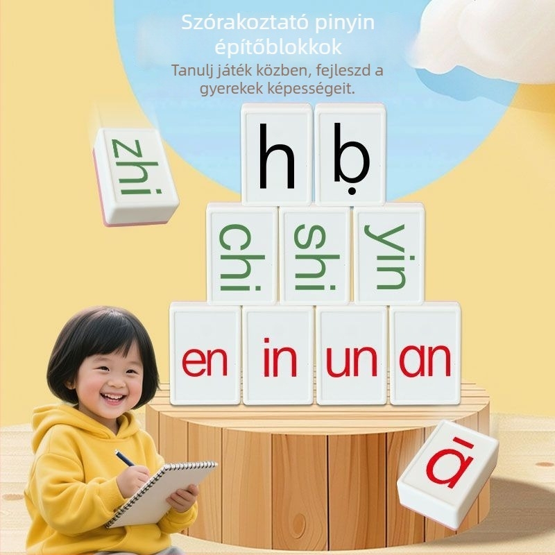 Műanyag társasjáték-kártyák – Pinyin Mahjong, betűfelismerés, logikai puzzle családi játékhoz