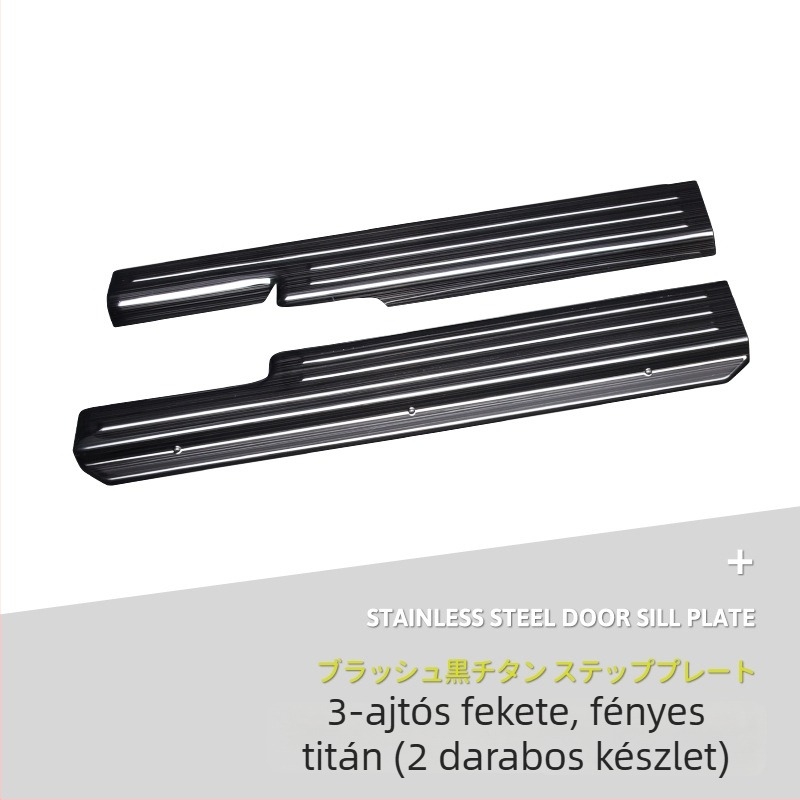 Rozsdamentes acél küszöbvédő szalag Suzuki Jimny JB74/JC74 (19–25), automata váltó, dekoratív kiegészítő Imperial Master