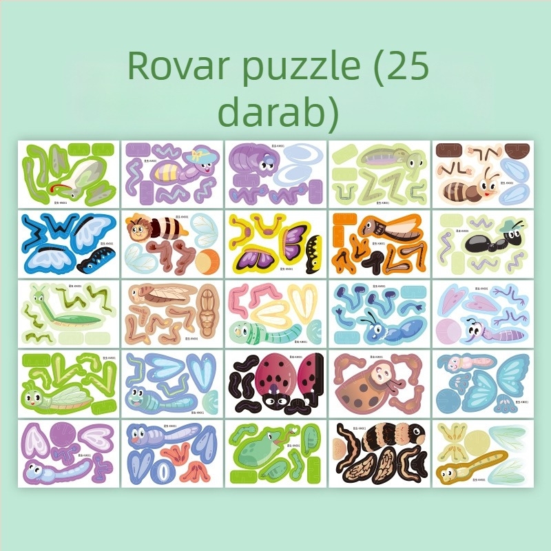 3D rovaros puzzle gyerekeknek - papíralapú DIY oktató játék 4-6 éveseknek
