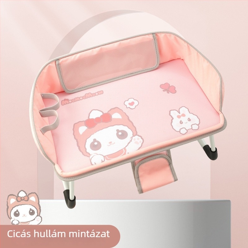 Autóba szerelhető összecsukható tálalóasztal, első üléshez és hátsó üléshez étkezéshez, laptop-tartó