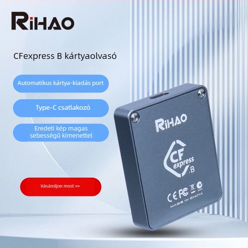 D10 Pro CFexpress kártyaolvasó USB 3.1 Type-C csatlakozóval, CF/CFexpress támogatás, alumínium ötvözet, beépített kivitel, Mac OS kompatibilis