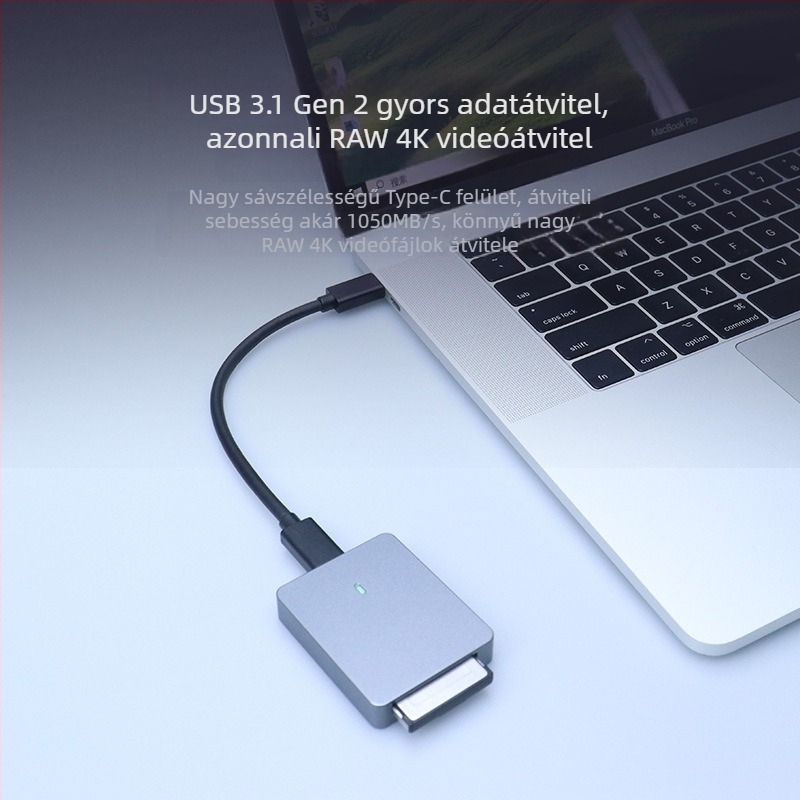 D10 Pro CFexpress kártyaolvasó USB 3.1 Type-C csatlakozóval, CF/CFexpress támogatás, alumínium ötvözet, beépített kivitel, Mac OS kompatibilis