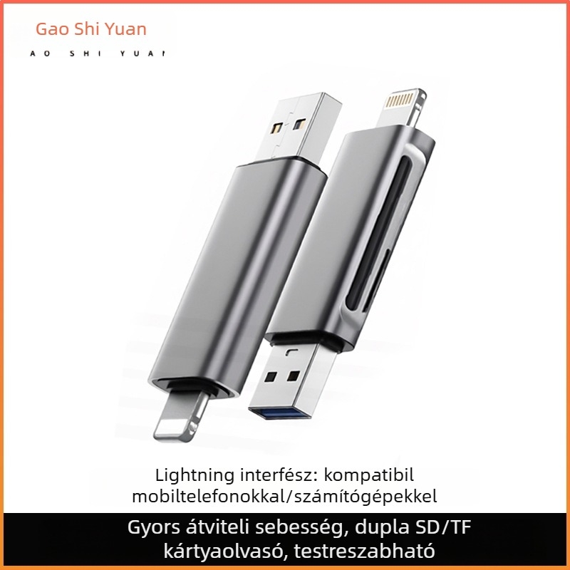 USB-C 3.0 SD/TF kártyaolvasó — külső adapter alumínium ötvözetből telefonhoz, kamerához, drónhoz