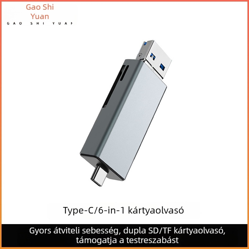 USB-C 3.0 SD/TF kártyaolvasó — külső adapter alumínium ötvözetből telefonhoz, kamerához, drónhoz