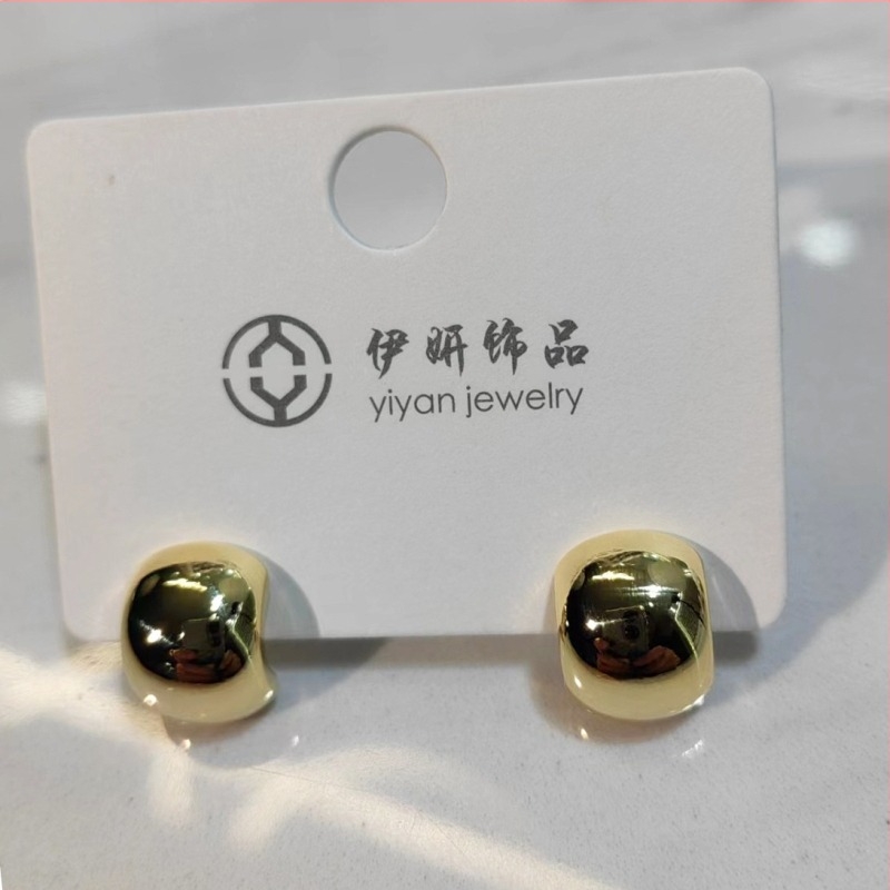 Réz fülbevaló geometriai dizájnnal, elektroplattált felülettel, nőknek