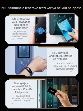 Bluetoothos NFC olvasó és író hozzáférés-ellenőrzéshez, kártyaklonozáshoz, liftkártyákhoz, telefon- és karkötő-szimulációhoz — NFC Tool Max modell, Zonsin/Zhongxin Márka