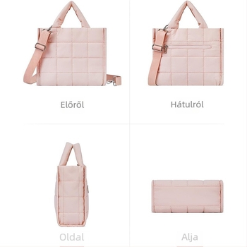 Nylon Crossbody Tote táska, függőleges négyzet alakú, cipzáras nyitás, belső cipzáros zseb és telefonzseb