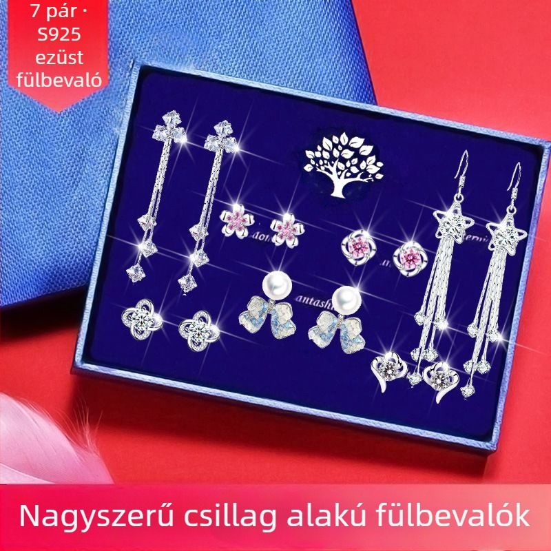 Dijing 925 ezüst fülbevalók, szív alakú, elektroplakálás, magas minőségű megjelenés