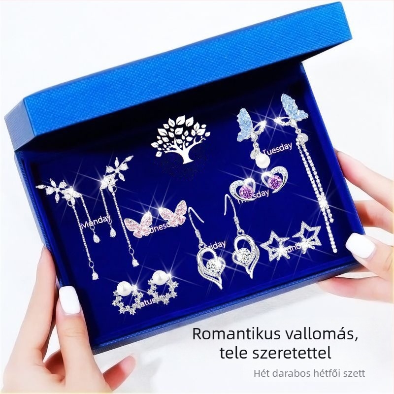 Dijing 925 ezüst fülbevalók, szív alakú, elektroplakálás, magas minőségű megjelenés