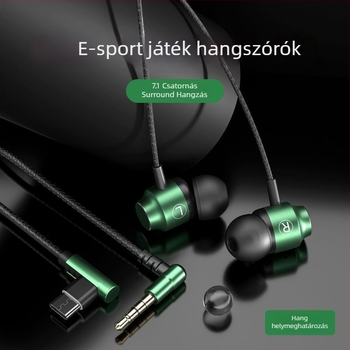 Játékfejhallgató, fülbe illeszkedő, minimalist stílus, 2,5 mm-es L-formájú csatlakozó