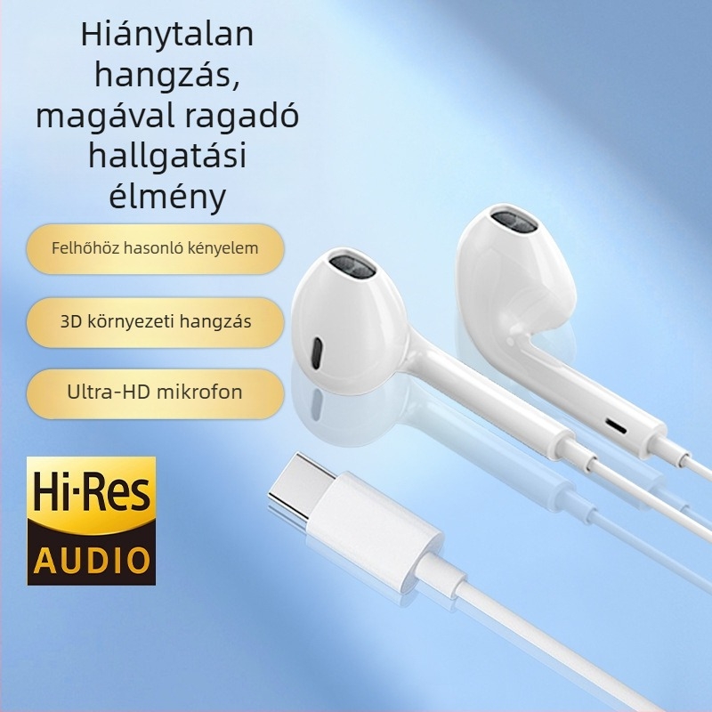 In-ear vezetékes Type-C fejhallgató, 120 mm kábel