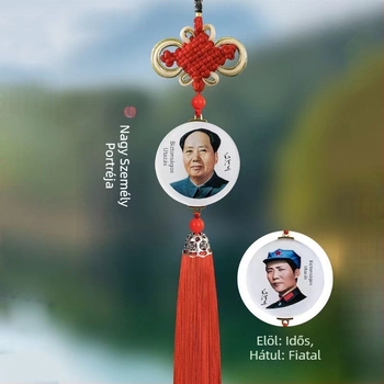 Kristály autómedál Mao Ce-tung képével, belső dekoráció autóhoz, kínai hagyományos stílusban