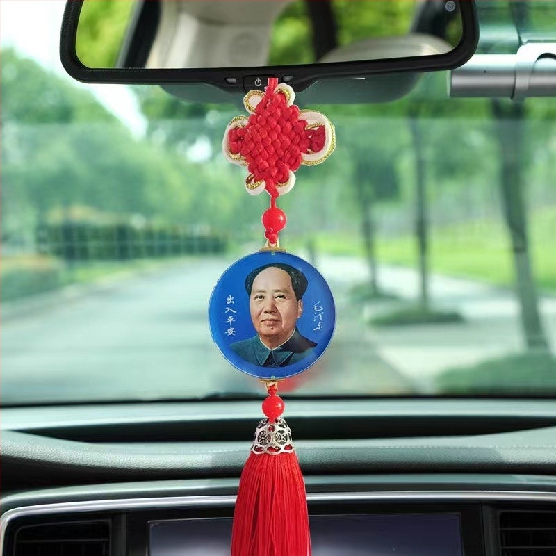 Kristály autómedál Mao Ce-tung képével, belső dekoráció autóhoz, kínai hagyományos stílusban