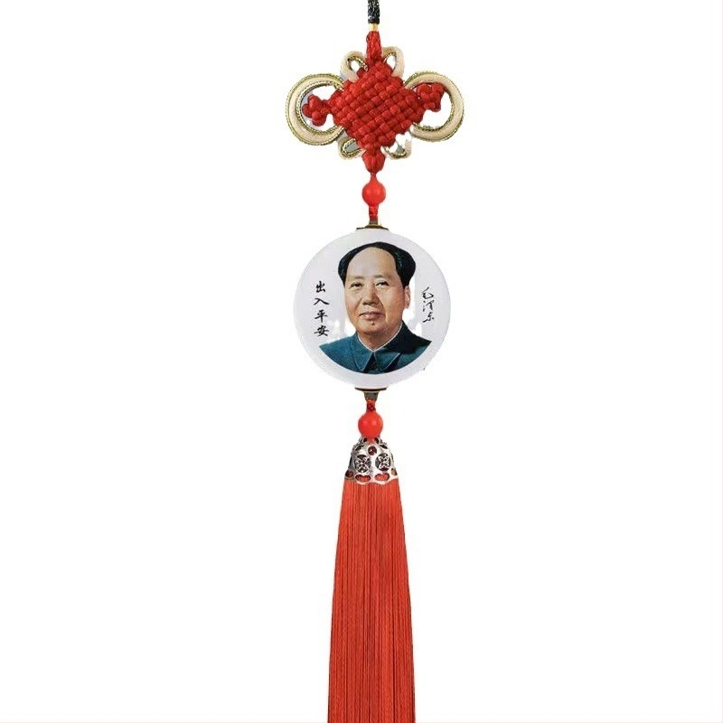 Kristály autómedál Mao Ce-tung képével, belső dekoráció autóhoz, kínai hagyományos stílusban