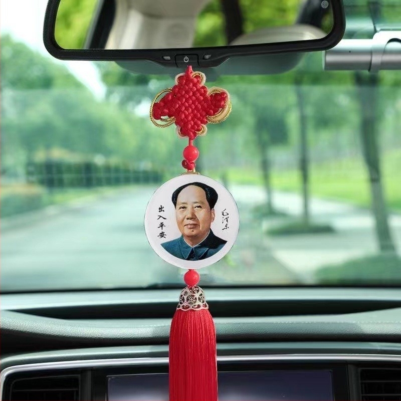 Kristály autómedál Mao Ce-tung képével, belső dekoráció autóhoz, kínai hagyományos stílusban