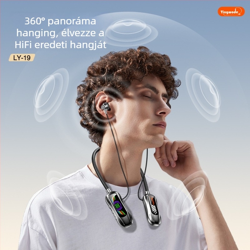 Nyakpántos Bluetooth headset 5.4, több mint 8 órás üzemidő, 10 m hatótáv, TF-kártya slot, sztereó hang