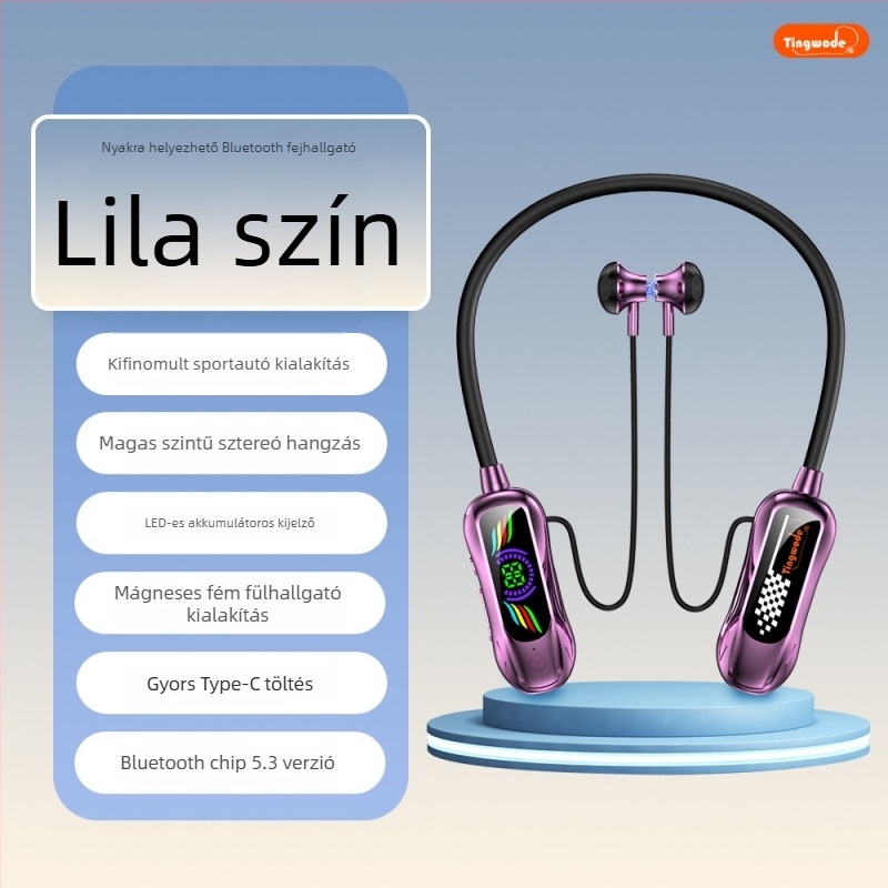 Nyakpántos Bluetooth headset 5.4, több mint 8 órás üzemidő, 10 m hatótáv, TF-kártya slot, sztereó hang
