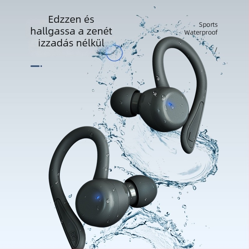TWS sport vezeték nélküli fülhallgató fülhookkal, IPX6 vízálló, Bluetooth 5.3, 8+ órás üzemidő, sztereó