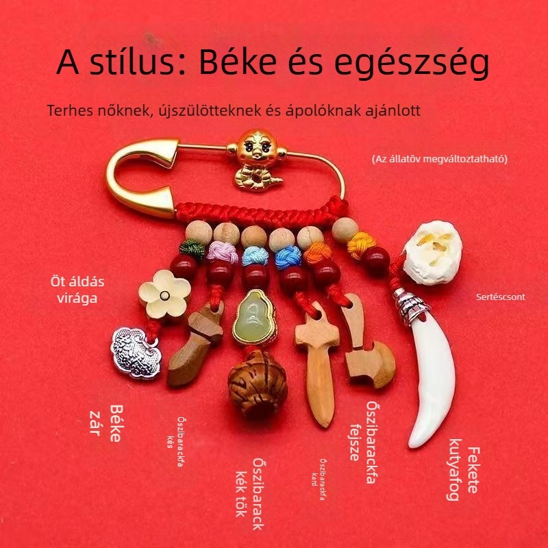 Barackfa, kézzel készített szövött brossa medál babáknak és várandós nőknek