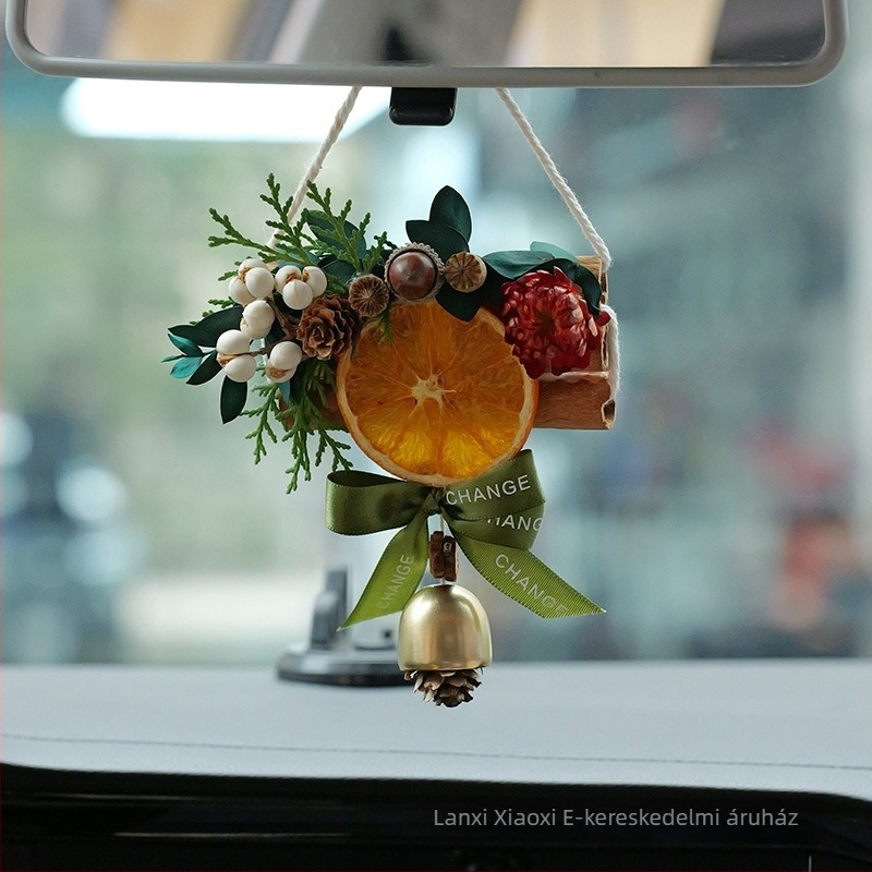Autóba akasztható dekoráció száraz virágokkal és szárított gyümölcsökkel, belső díszítés, Light Luxury stílus