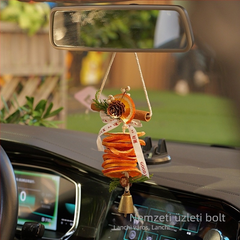 Autóba akasztható dekoráció száraz virágokkal és szárított gyümölcsökkel, belső díszítés, Light Luxury stílus