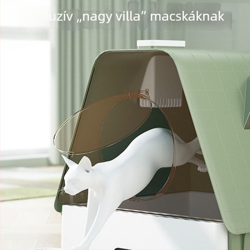 Teljesen zárt macskaalomtál, fiókos kialakítású, extra nagy méret, dezodoráló rendszerrel, hordozható otthoni használatra