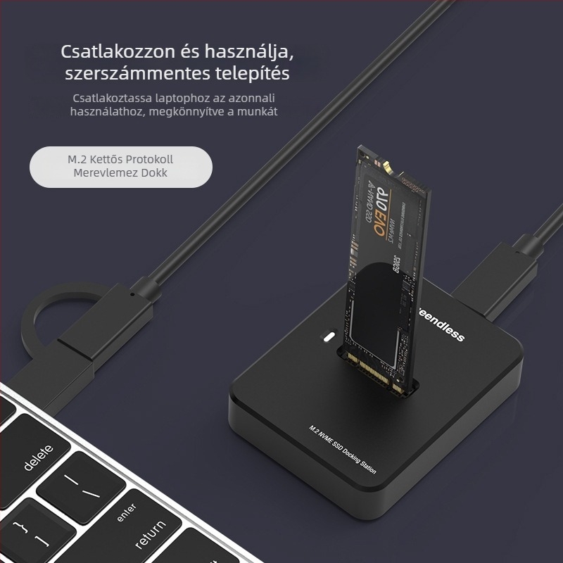 Kettős protokollú M.2 SSD burkolat NVMe/SATA, USB-C 3.2 Gen2, akár 8 TB-ig, kompakt hordozható, Modellek SD03A/SD02A/SD01A