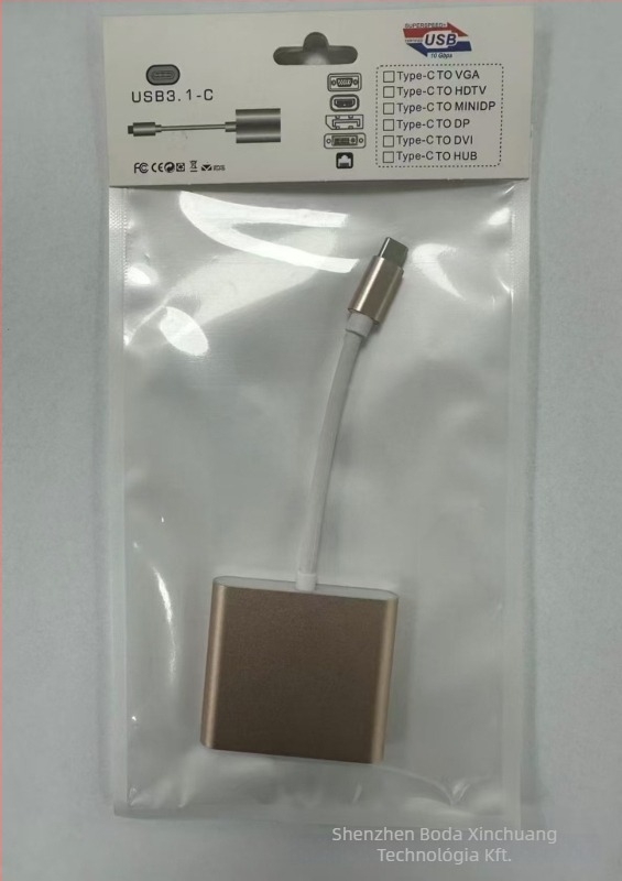 Type-C 3-in-1 dokkoló HDMI kimenettel és USB hubbal, külső tápegységgel, 5 Gbps átviteli sebesség