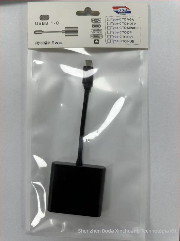 Type-C 3-in-1 dokkoló HDMI kimenettel és USB hubbal, külső tápegységgel, 5 Gbps átviteli sebesség