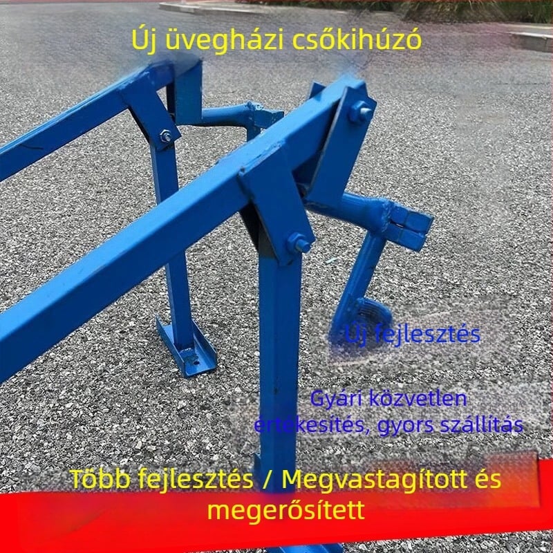 Üvegházhoz készült csőbe- és kihúzó eszköz, acélcsövekhez és bambuszrudakhoz
