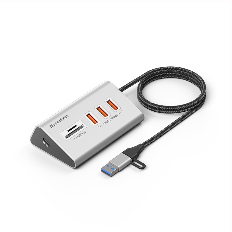 Lanshuo USB 3.2 Type-C 10-portos hub külső tápegységgel, 5 Gbps