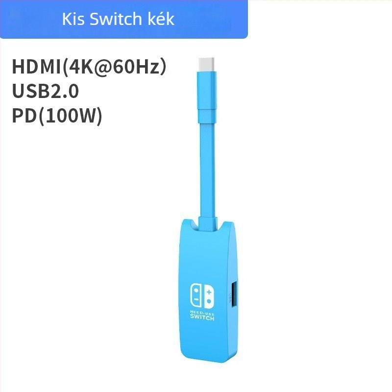 Switch Mini HUB dokk — HDMI 4K, USB-C, 5Gbps, külső áramellátás nélkül, 1-3 osztó