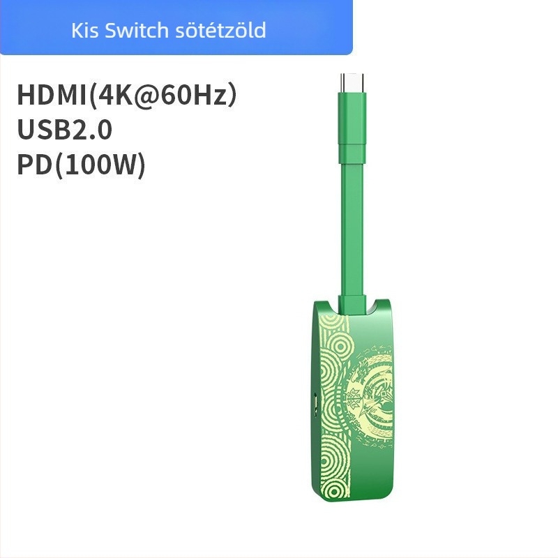 Switch Mini HUB dokk — HDMI 4K, USB-C, 5Gbps, külső áramellátás nélkül, 1-3 osztó