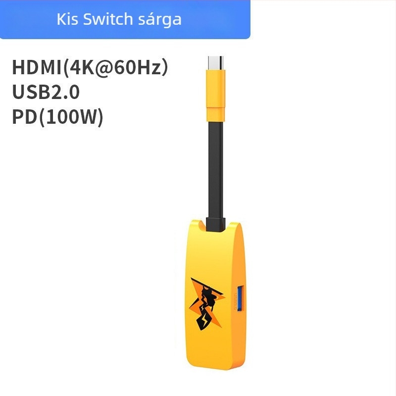 Switch Mini HUB dokk — HDMI 4K, USB-C, 5Gbps, külső áramellátás nélkül, 1-3 osztó